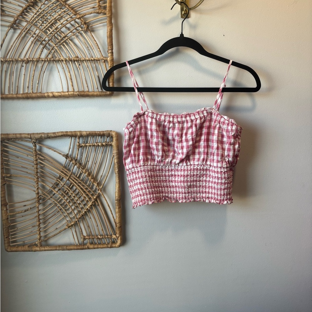 Aerie | Pink Cropped Gingham Women's Top | size S
